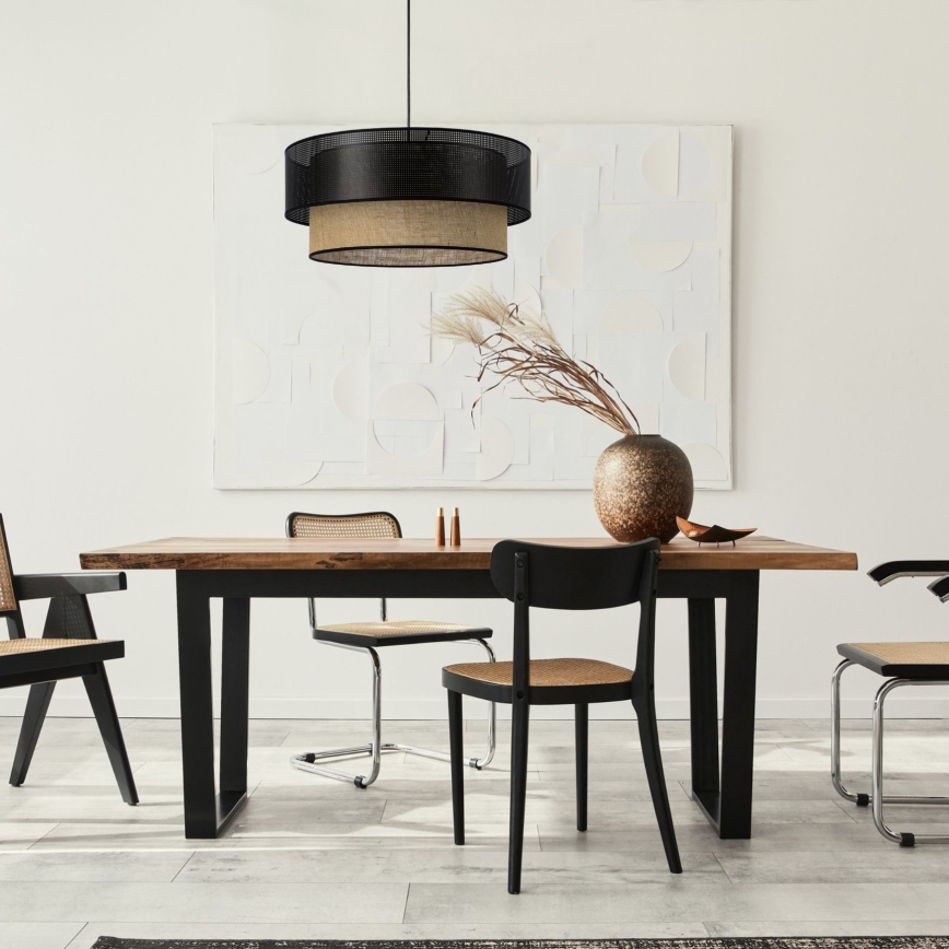 Lestenec na vrvici BORHO 1xE27/60W/230V premer 40 cm črna/juta