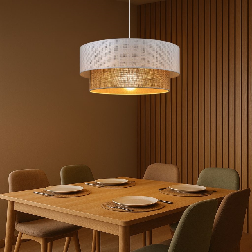 Lestenec na vrvici BORHO 1xE27/60W/230V premer 50 cm bela/juta