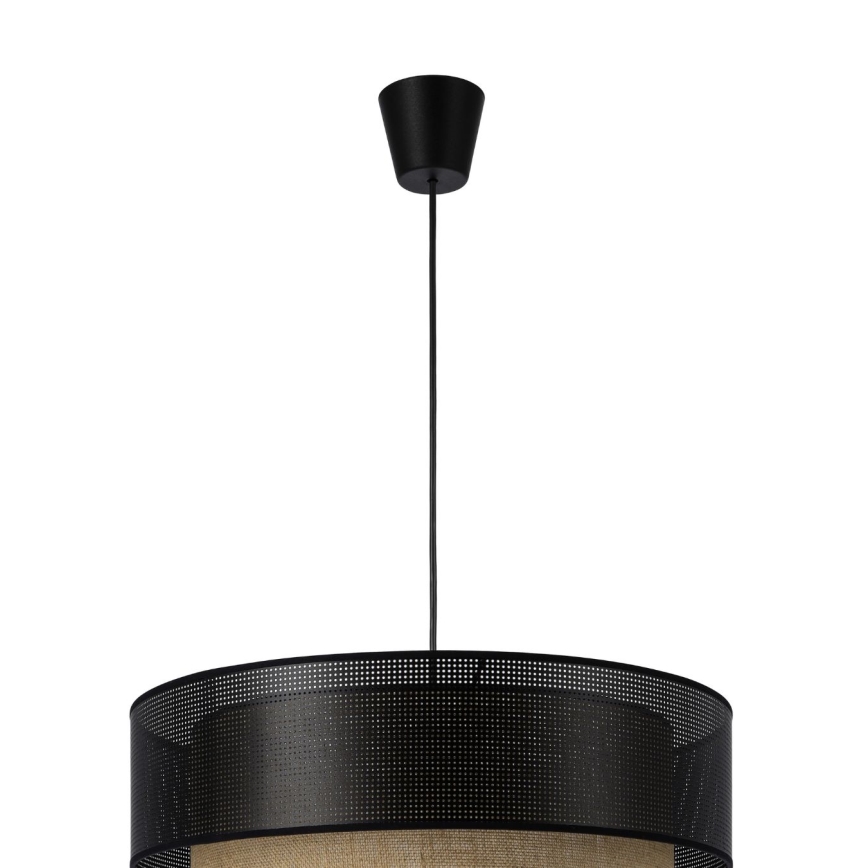 Lestenec na vrvici BORHO 1xE27/60W/230V Ø 50 cm črna/juta