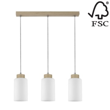 Lestenec na vrvici BOSCO 3xE27/60W/230V breza - FSC certifikat