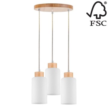 Lestenec na vrvici BOSCO 3xE27/60W/230V breza - FSC certifikat