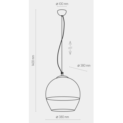 Lestenec na vrvici BOULETTE 1xE27/60W/230V zlat