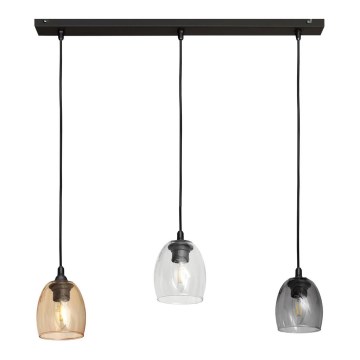 Lestenec na vrvici BRILLANT 3xE27/15W/230V bež/prozorna/siva