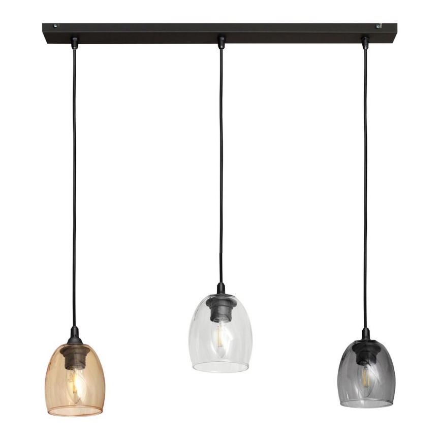 Lestenec na vrvici BRILLANT 3xE27/15W/230V bež/prozorna/siva