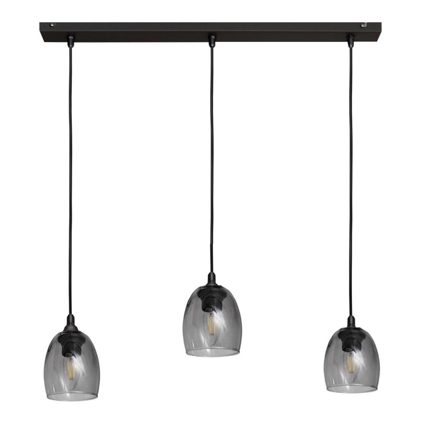 Lestenec na vrvici BRILLANT 3xE27/15W/230V siva