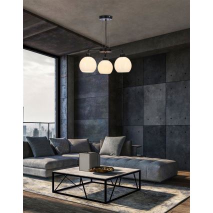 Lestenec na vrvici CALDERA 3xE27/60W/230V črna