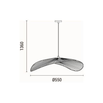 Lestenec na vrvici CALYPSO 1xE27/15W/230V pr. 55 cm bambus