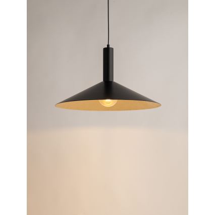 Lestenec na vrvici CAPRI 1xE27/15W/230V pr. 50 cm črna/zlata