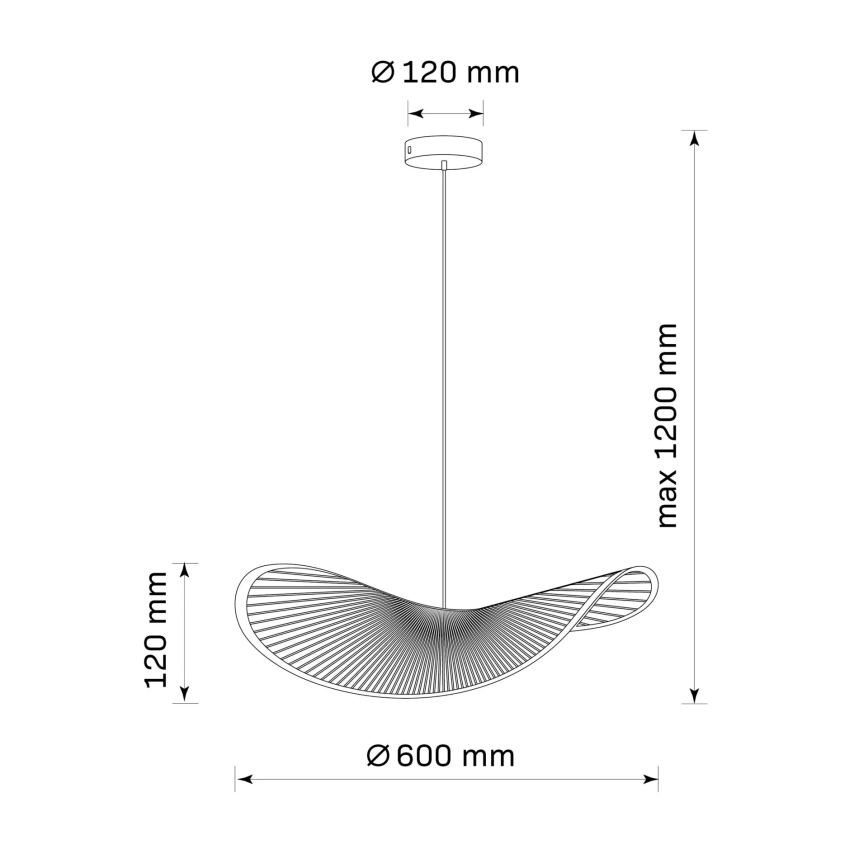 Lestenec na vrvici CAPRI 1xE27/20W/230V pr. 60 cm bambus