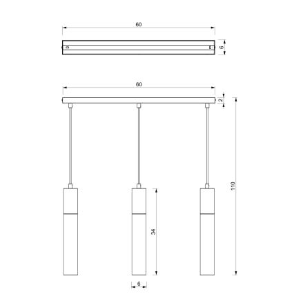 Lestenec na vrvici CASSA 3xGU10/8W/230V bela