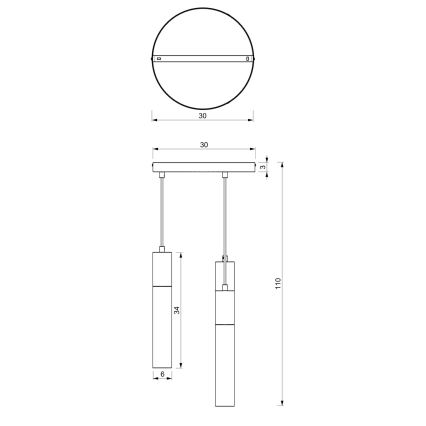 Lestenec na vrvici CASSA 3xGU10/8W/230V bela