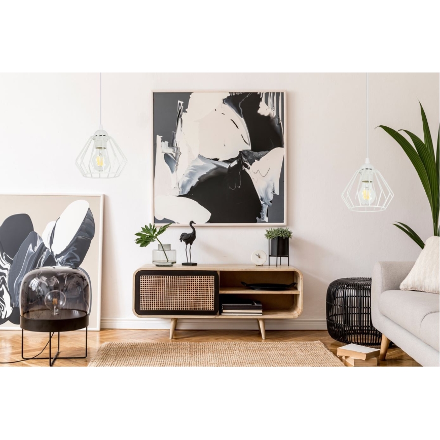 Lestenec na vrvici CEED 1xE27/60W/230V bela