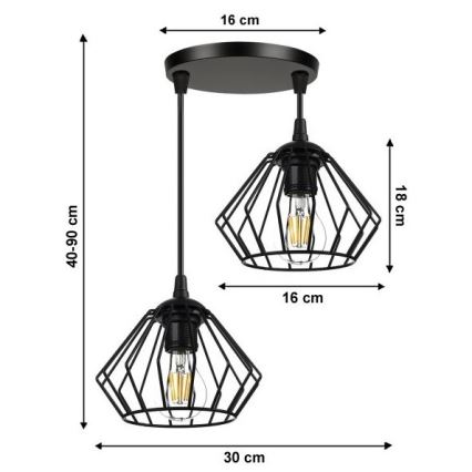 Lestenec na vrvici CEED 2xE27/60W/230V