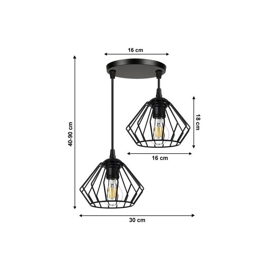 Lestenec na vrvici CEED 2xE27/60W/230V