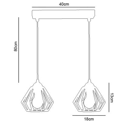 Lestenec na vrvici CEED 2xE27/60W/230V