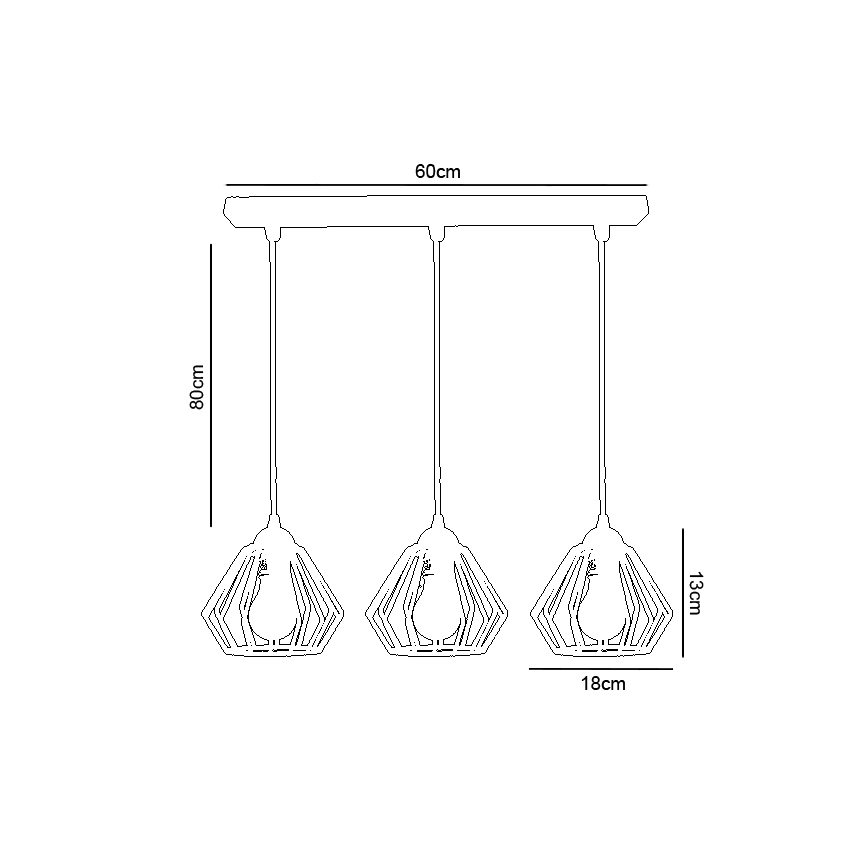 Lestenec na vrvici CEED 3xE27/60W/230V siv