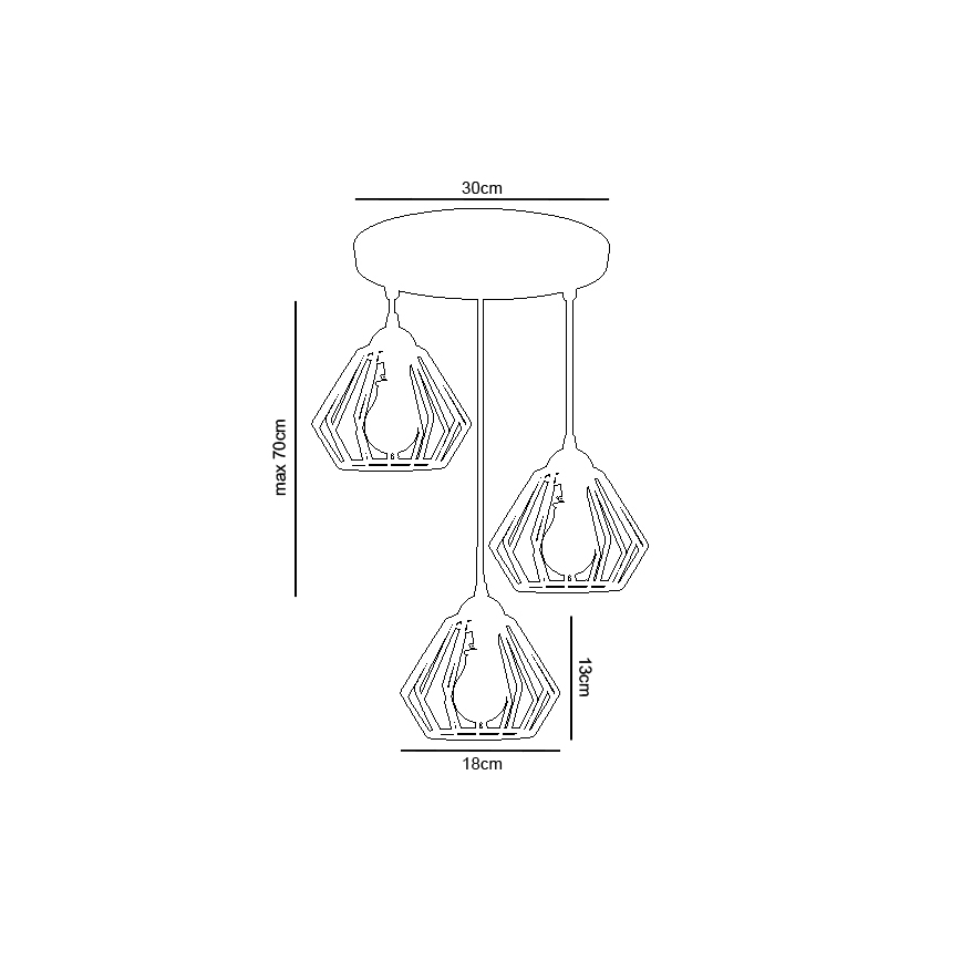 Lestenec na vrvici CEED 3xE27/60W/230V siv