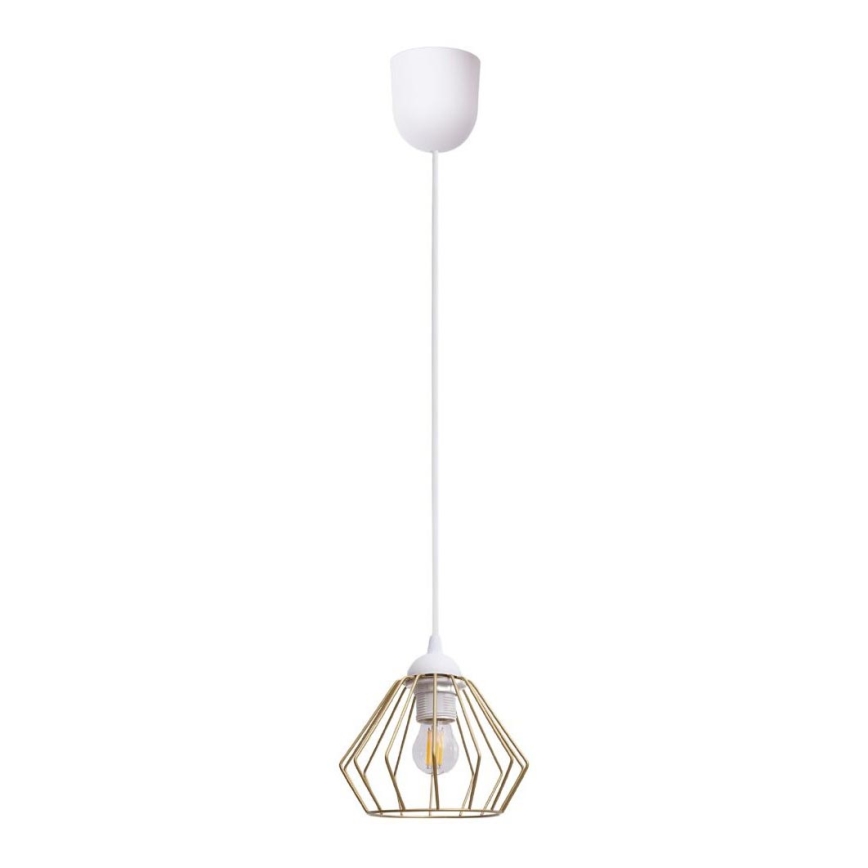 Lestenec na vrvici CEED GOLD 1xE27/60W/230V pr. 17,5 cm bela/zlata