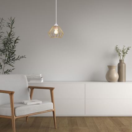 Lestenec na vrvici CEED GOLD 1xE27/60W/230V pr. 17,5 cm bela/zlata