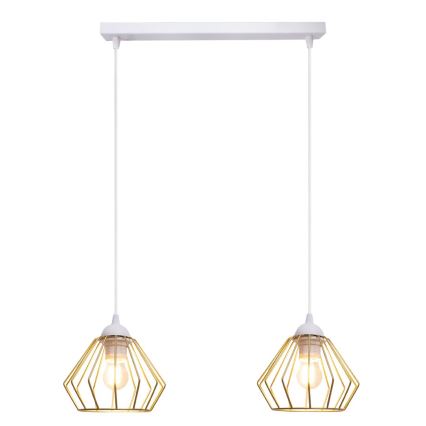 Lestenec na vrvici CEED GOLD 2xE27/60W/230V bela/zlata
