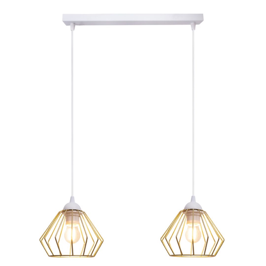 Lestenec na vrvici CEED GOLD 2xE27/60W/230V bela/zlata