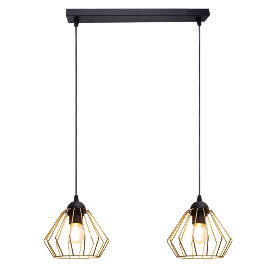 Lestenec na vrvici CEED GOLD 2xE27/60W/230V črna/zlata