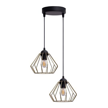 Lestenec na vrvici CEED GOLD 2xE27/60W/230V pr. 28 cm črna/zlata