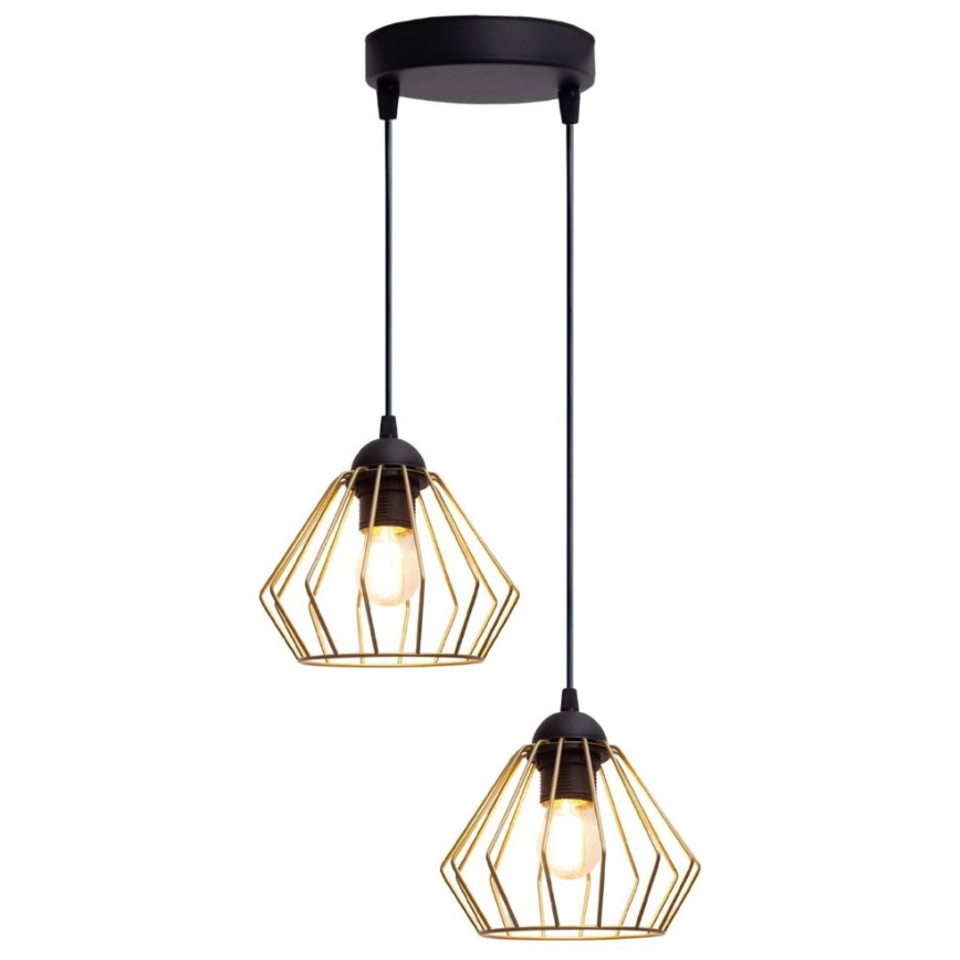 Lestenec na vrvici CEED GOLD 2xE27/60W/230V pr. 28 cm črna/zlata