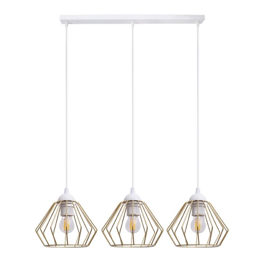 Lestenec na vrvici CEED GOLD 3xE27/60W/230V bela/zlata