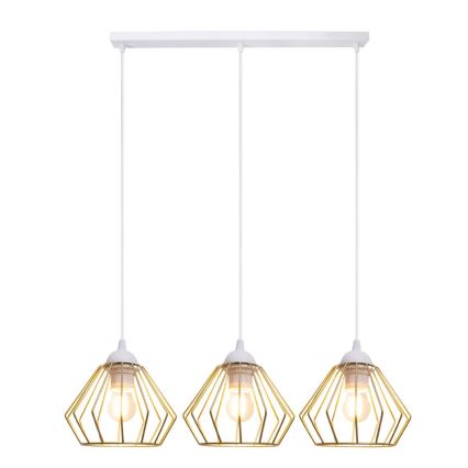 Lestenec na vrvici CEED GOLD 3xE27/60W/230V bela/zlata