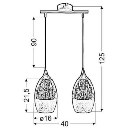 Lestenec na vrvici CELIA 2xE27/60W/230V