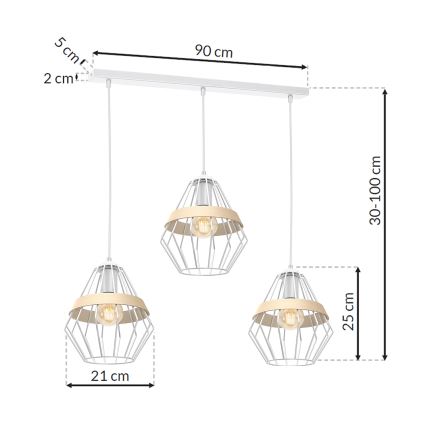 Lestenec na vrvici CLIF 3xE27/60W/230V