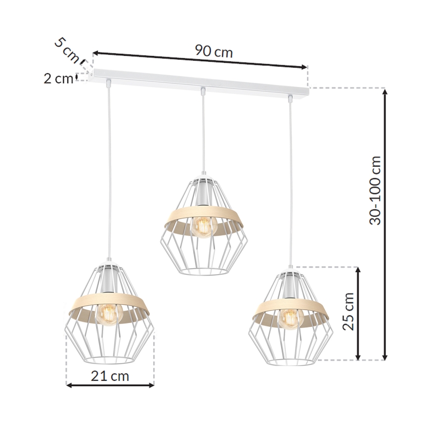 Lestenec na vrvici CLIF 3xE27/60W/230V