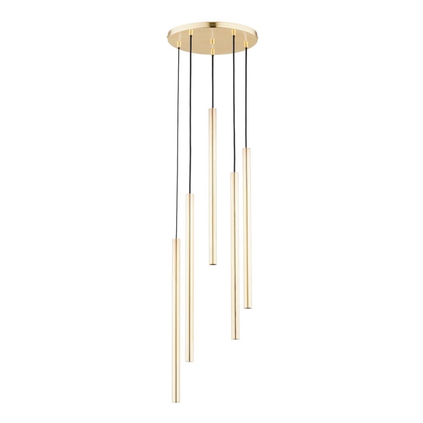 Lestenec na vrvici COLLET 5xG9/40W/230V pr. 30 cm zlata