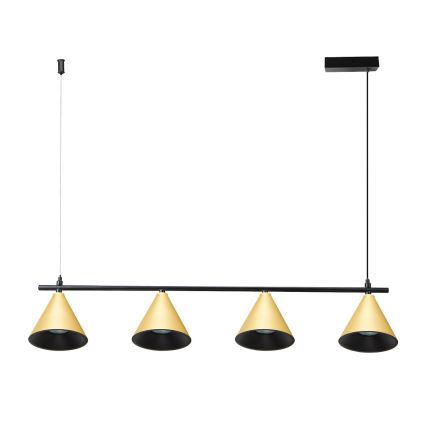Lestenec na vrvici CONE 4xGU10/10W/230V zlata/črna