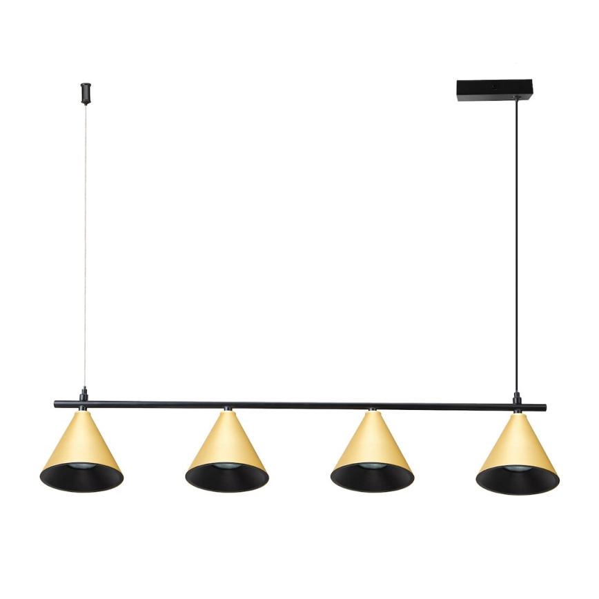 Lestenec na vrvici CONE 4xGU10/10W/230V zlata/črna