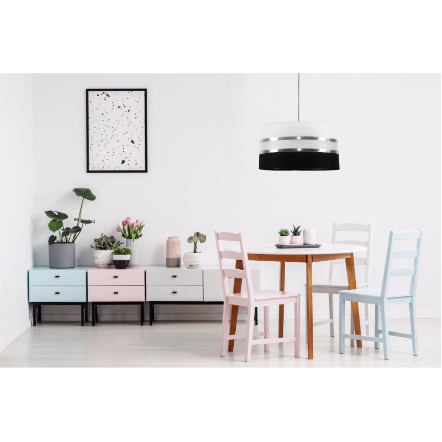 Lestenec na vrvici CORAL 1xE27/60W/230V črno-bela