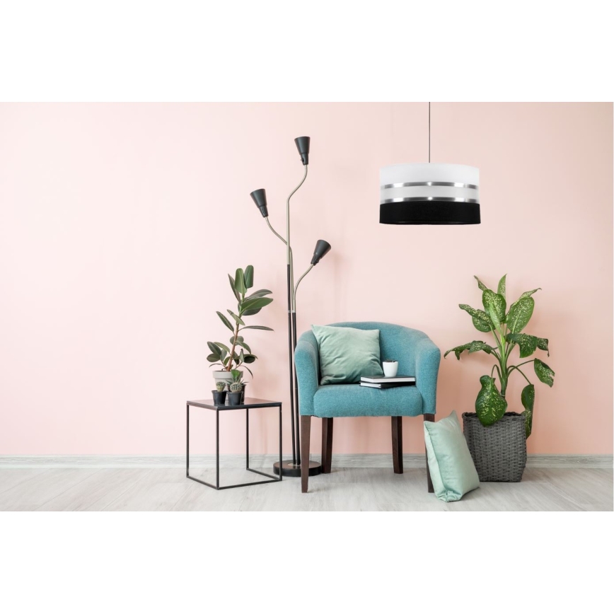 Lestenec na vrvici CORAL 1xE27/60W/230V črno-bela