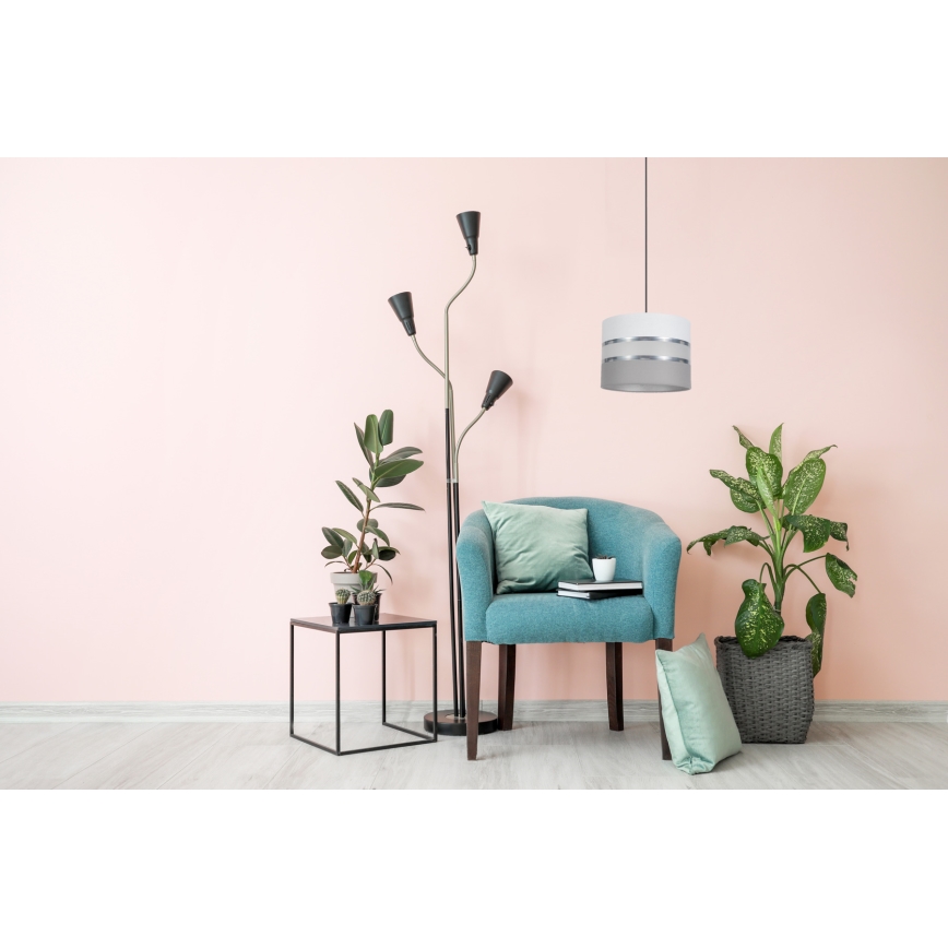 Lestenec na vrvici CORAL 1xE27/60W/230V d. 20 cm bela/siva
