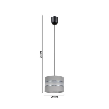 Lestenec na vrvici CORAL 1xE27/60W/230V d. 20 cm siva