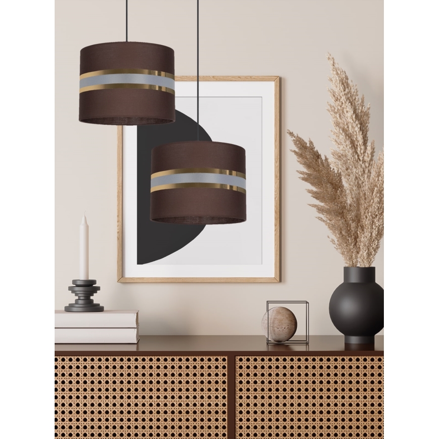 Lestenec na vrvici CORAL 1xE27/60W/230V pr. 20 cm rjava