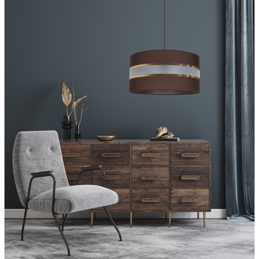 Lestenec na vrvici CORAL 1xE27/60W/230V pr. 40 cm rjava