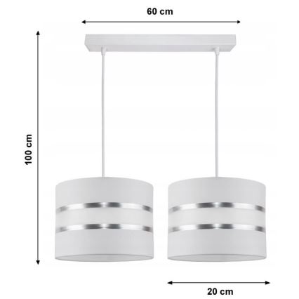 Lestenec na vrvici CORAL 2xE27/60W/230V bela