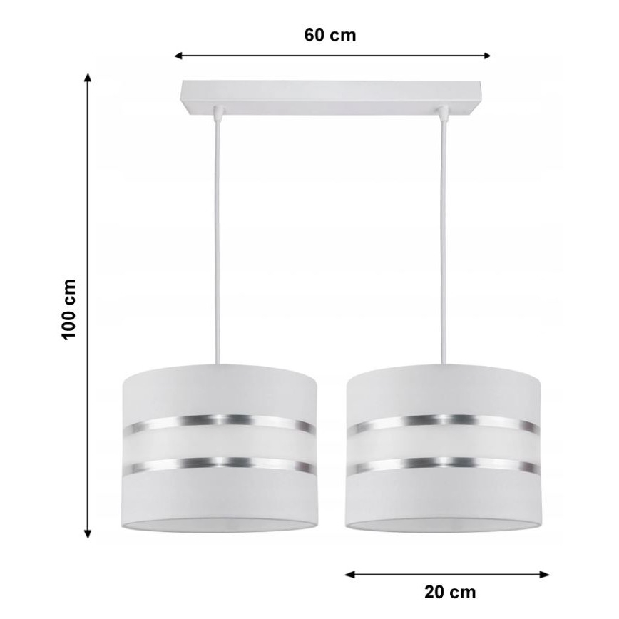 Lestenec na vrvici CORAL 2xE27/60W/230V bela