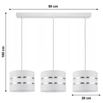 Lestenec na vrvici CORAL 3xE27/60W/230V bel