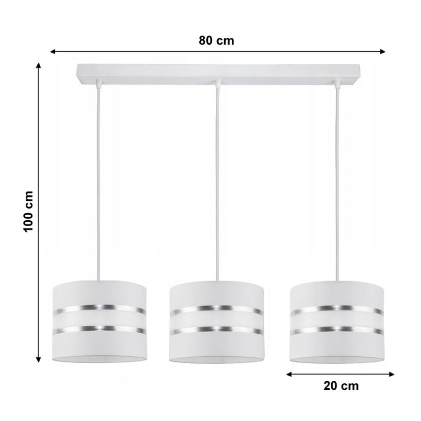Lestenec na vrvici CORAL 3xE27/60W/230V bel