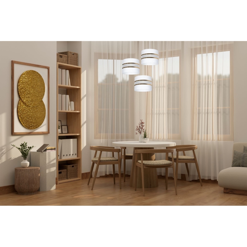 Lestenec na vrvici CORAL 3xE27/60W/230V bela