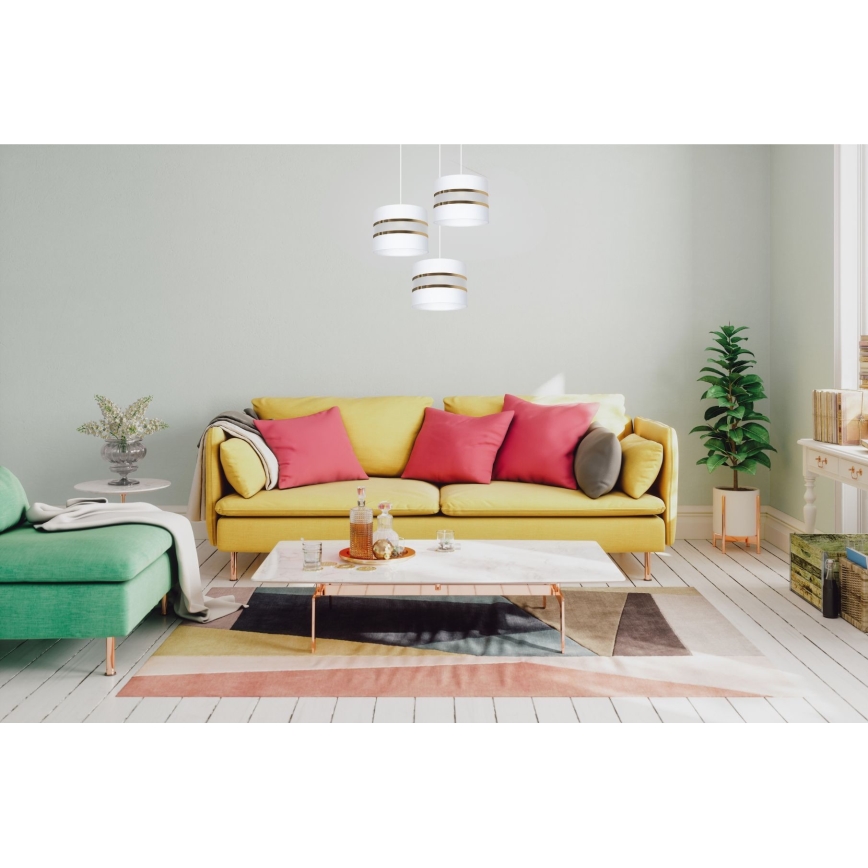 Lestenec na vrvici CORAL 3xE27/60W/230V bela