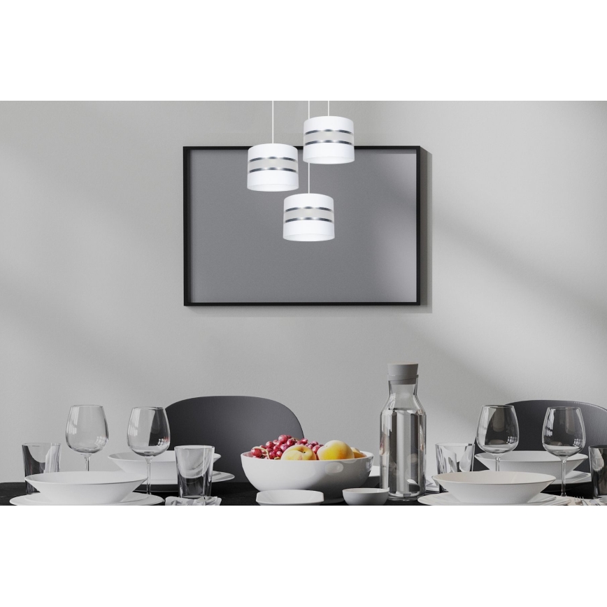 Lestenec na vrvici CORAL 3xE27/60W/230V bela/mat krom pr. 45 cm