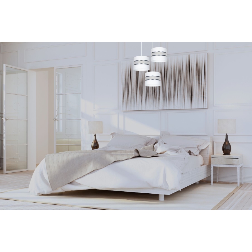 Lestenec na vrvici CORAL 3xE27/60W/230V bela/mat krom pr. 45 cm